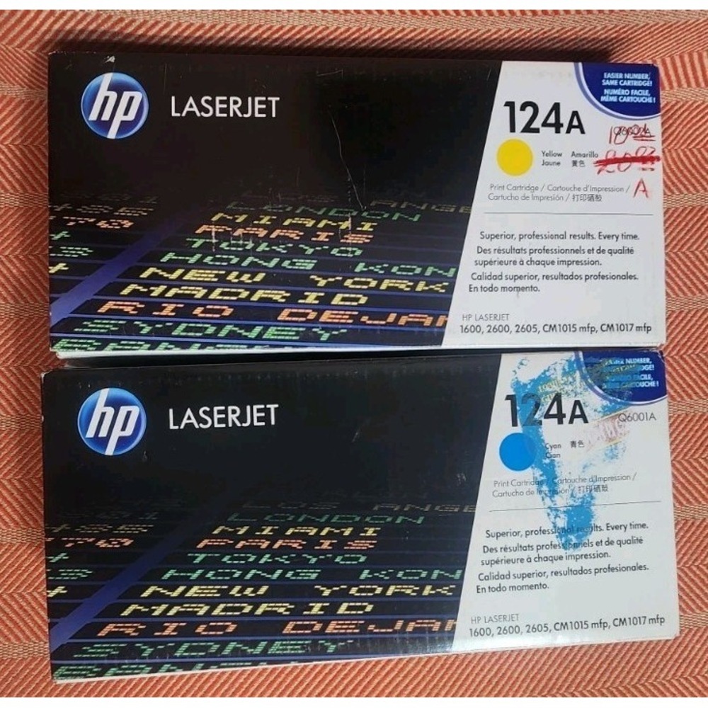 HP Q6002A 124A Blue Yellow Toner LaserJet 1600 2600 2605 CM1015 1017‎ Sealed NEW